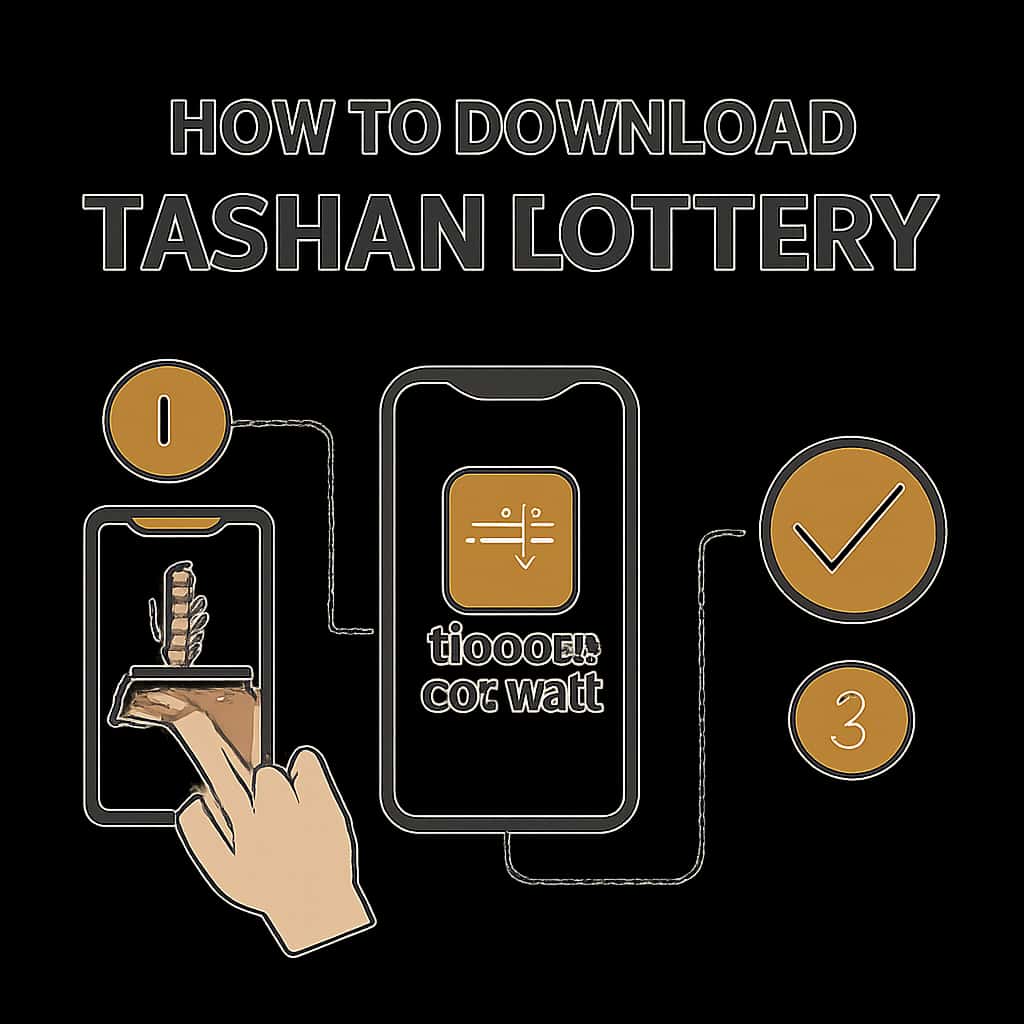 Diagram illustrating the download steps for Tashan Lottery.