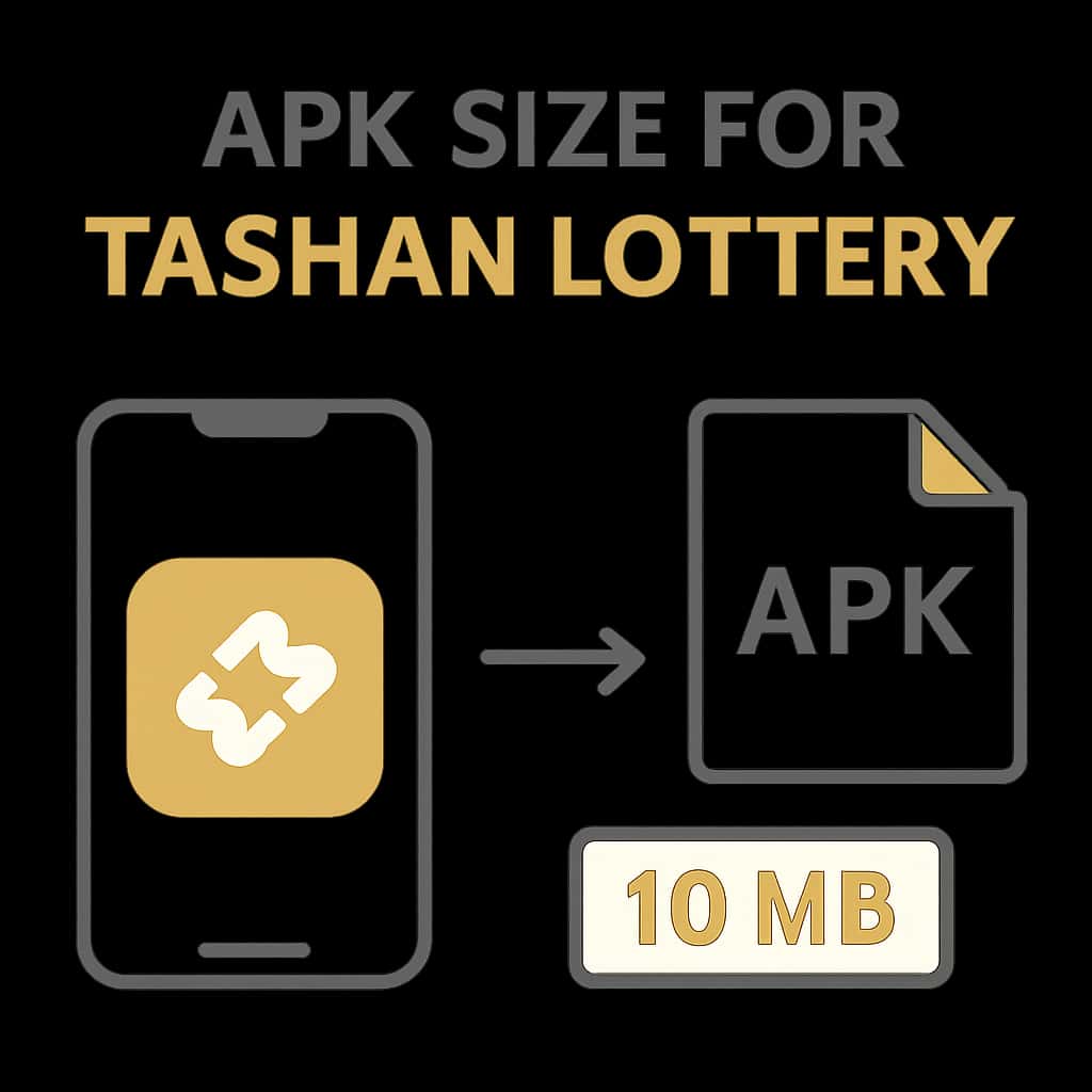 A diagram illustrating APK Size details for Tashan Lottery.