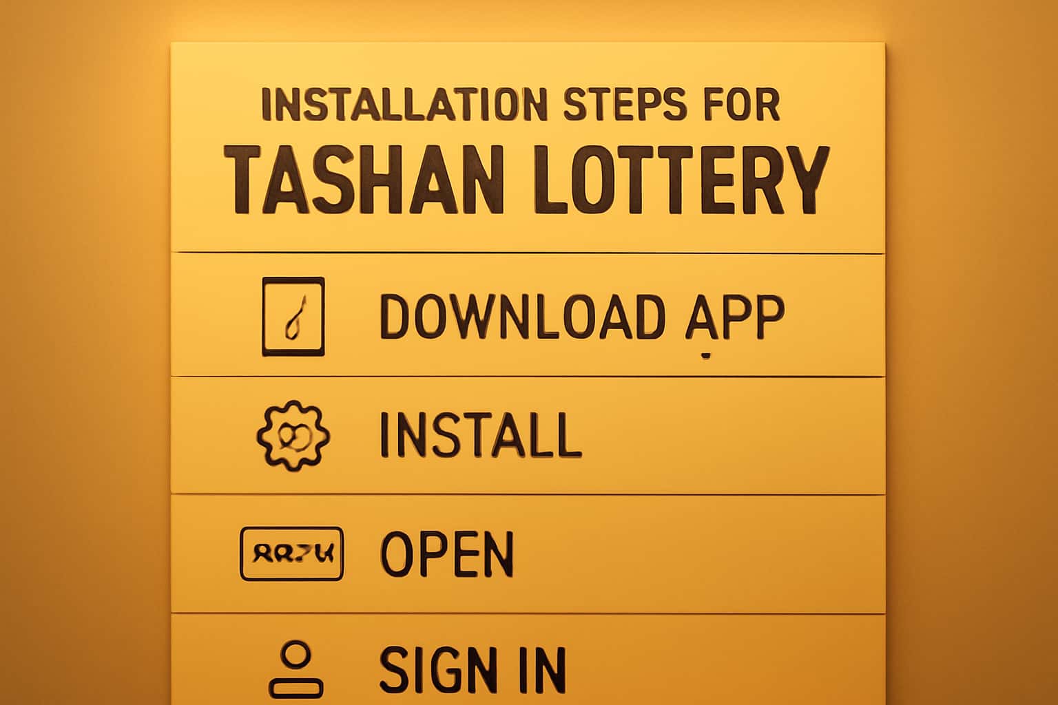 Informative scene on Installation Steps for Tashan Lottery, showcasing the app's name.