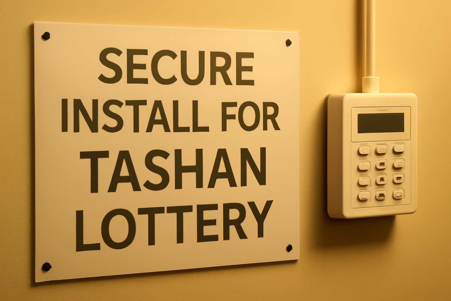 Illustration representing secure installation of the Tashan Lottery app.