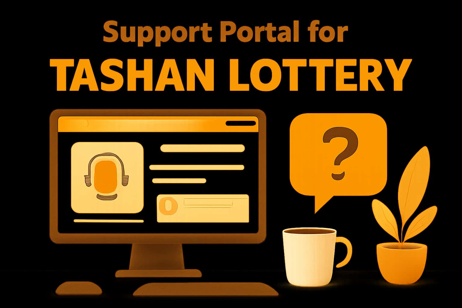 Informational scene representing the Support Portal for Tashan Lottery.
