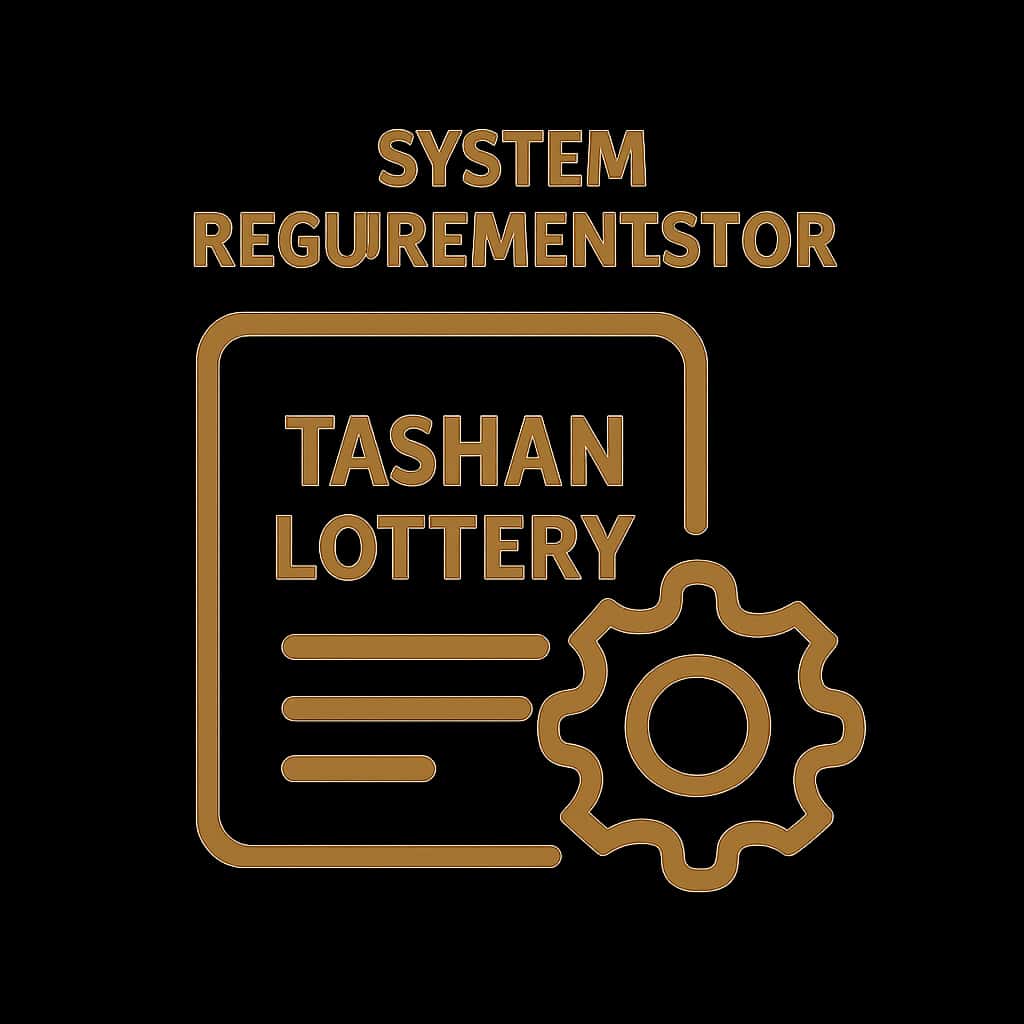 Badge representing System Requirements for Tashan Lottery.