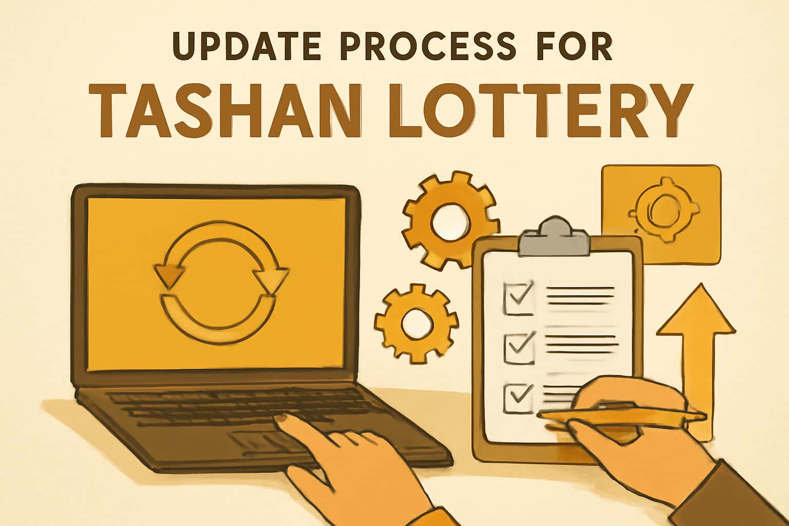 Informational graphic about the update process for the Tashan Lottery app.